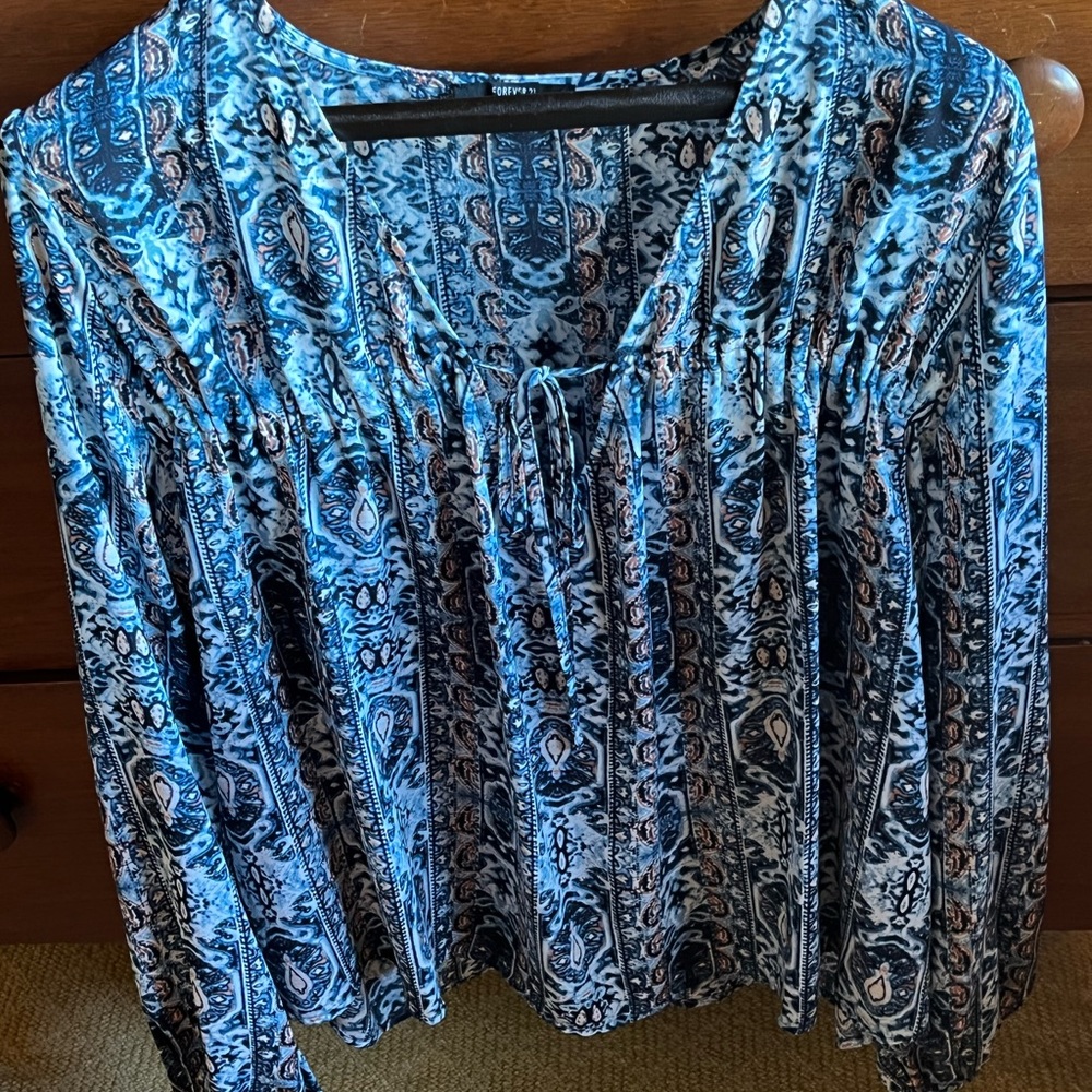 Blue patterned blouse